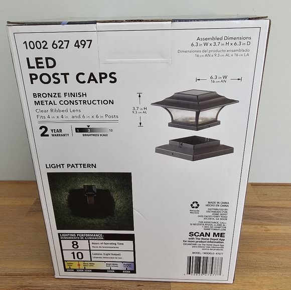 NEW HAMPTON BAY 2 Pack of Bronze Solar LED Post Caps - Picture 2 of 3